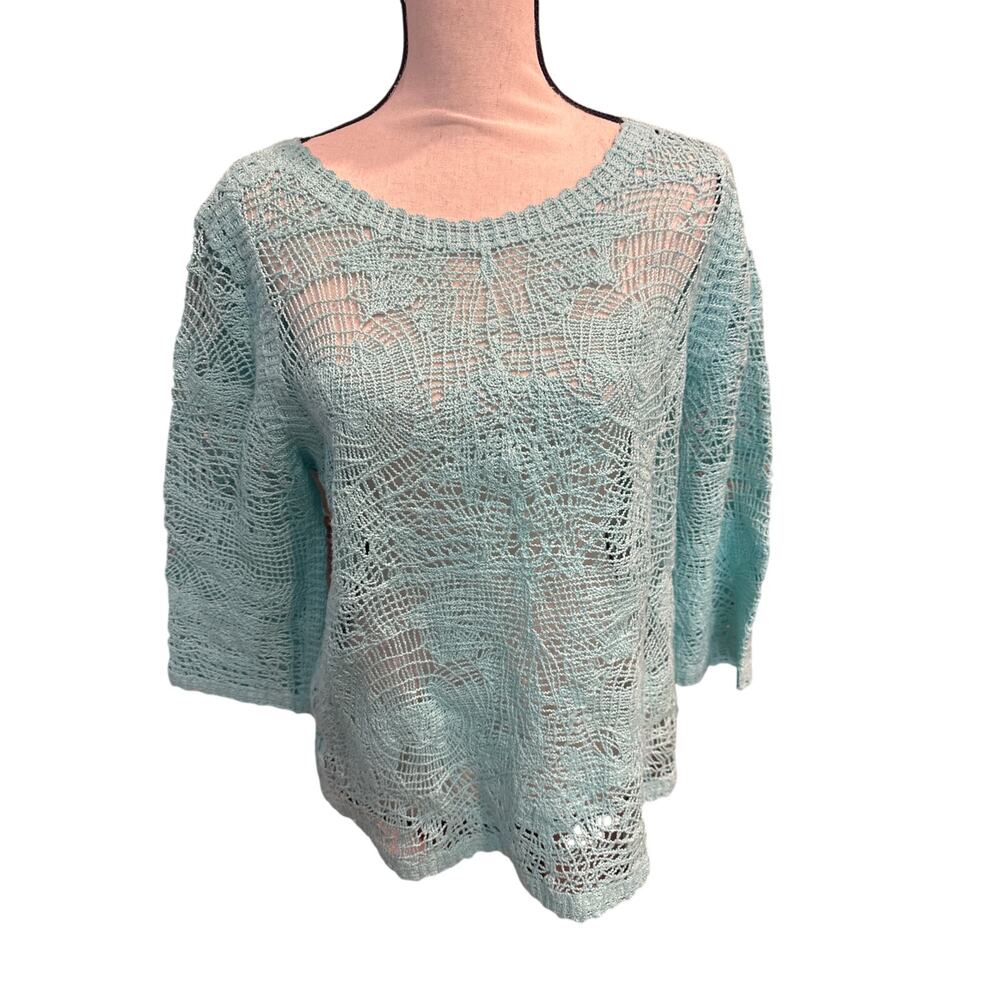 Women’s Soft Surroundings Turqoise Loose Knit Sweater. Size Small